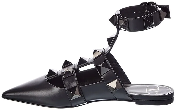 Valentino Roman Stud Leather Ankle Strap Flat - Image 2