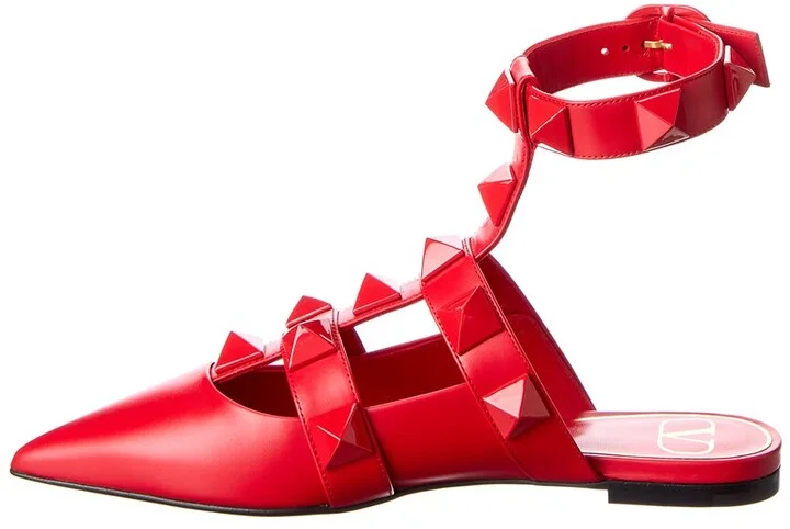 Valentino Roman Stud Leather Ankle Strap Flat - Image 2