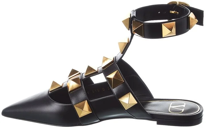 Valentino Roman Stud Leather Ankle Strap Flat - Image 2