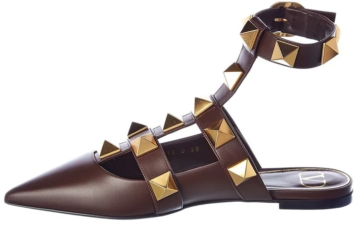 Valentino Roman Stud Leather Ankle Strap Flat - Image 2