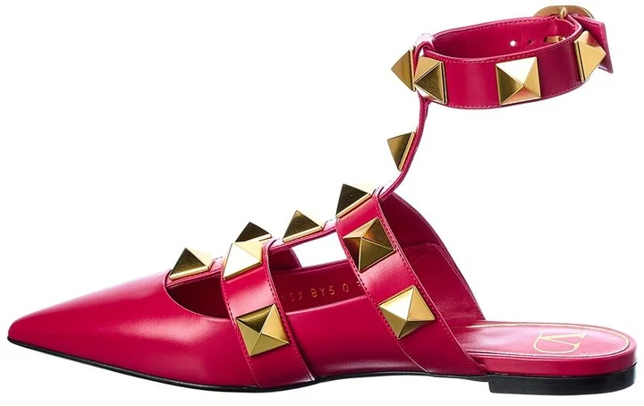 Valentino Roman Stud Leather Ankle Strap Flat - Image 2