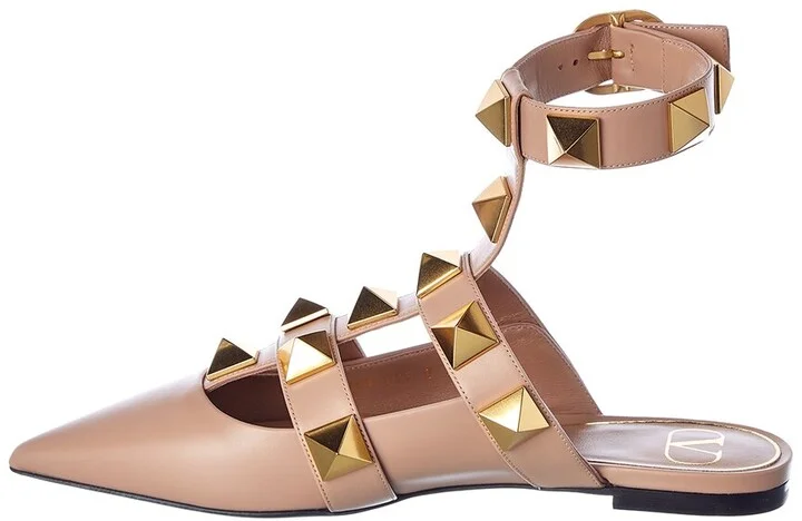 Valentino Roman Stud Leather Ankle Strap Flat - Image 2