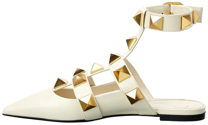 Valentino Roman Stud Leather Ankle Strap Flat - Image 2