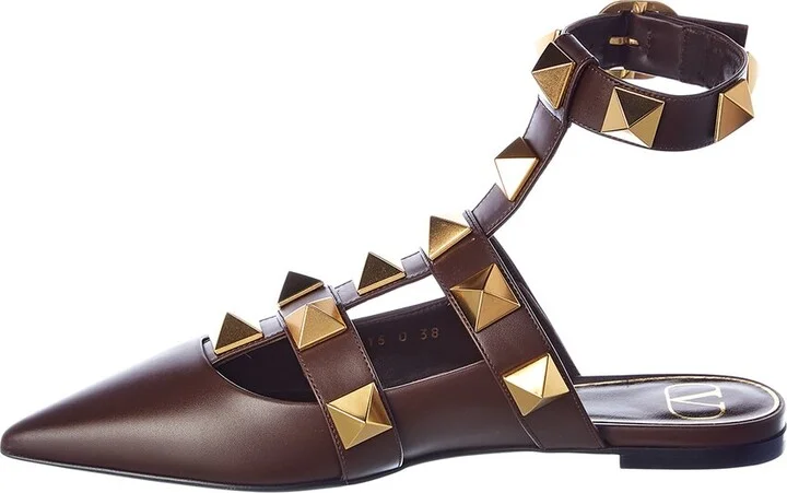 Valentino Roman Stud Leather Ankle Strap Flat - Image 2