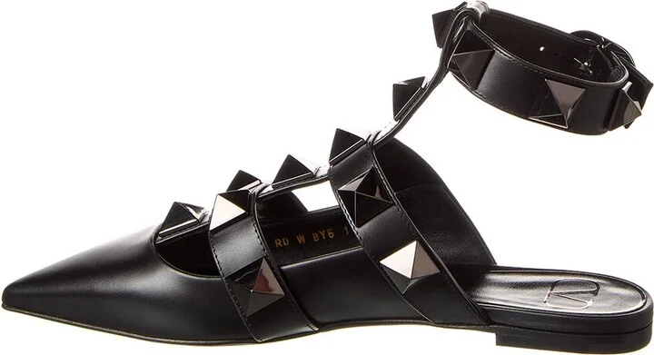 Valentino Roman Stud Leather Ankle Strap Flat - Image 2