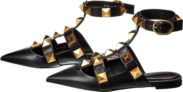 Valentino Roman Stud Leather Ankle Strap Flat (Authentic Pre-Loved) - Image 2