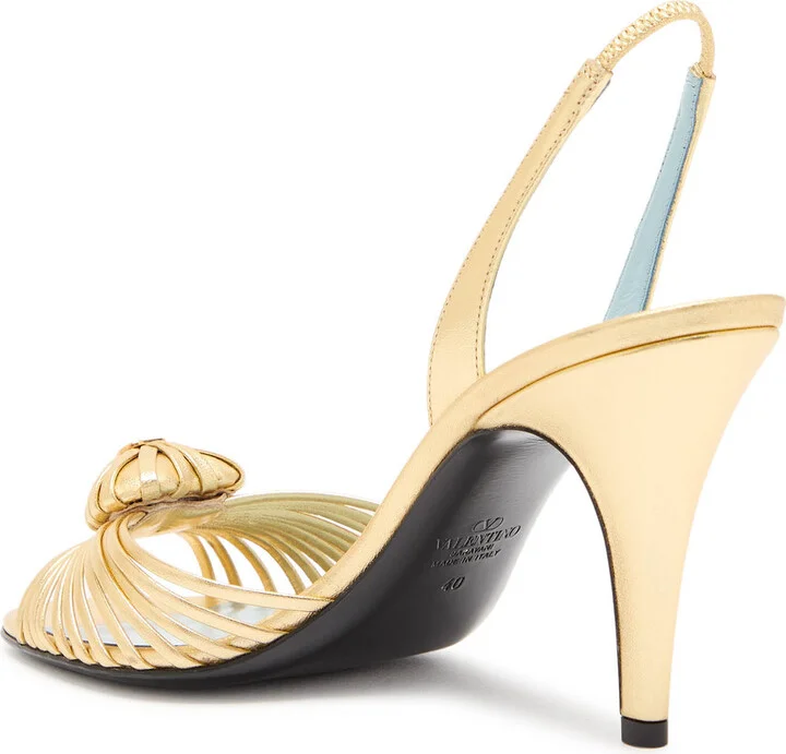 Valentino Royal 85 Metallic Leather Slingback Pumps - Image 2