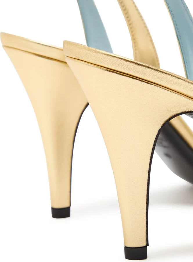 Valentino Royal 85 Metallic Leather Slingback Pumps - Image 4