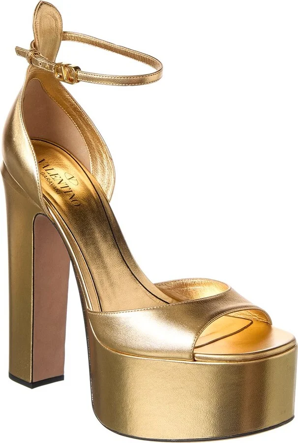 Valentino Tan-Go 155 Leather Platform Sandal