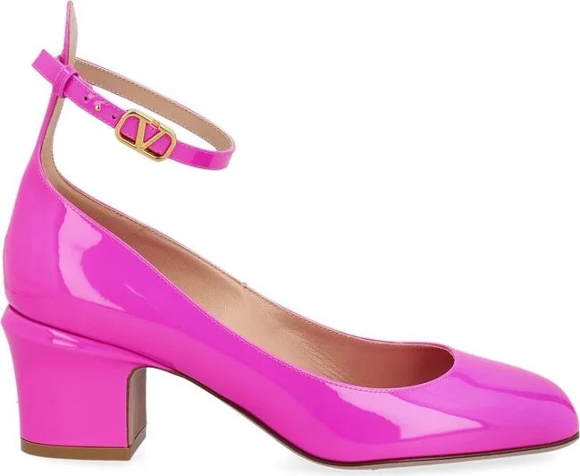 Valentino Tan-Go Logo Plaque Square Toe Pumps
