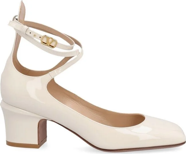 Valentino Tan-Go VLogo Plaque Block Heel Pumps