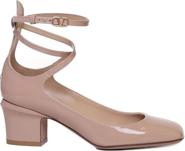 Valentino Tan-Go VLogo Plaque Block Heel Pumps