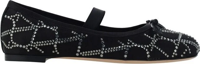 Valentino Toile Iconographe Bow Detailed Ballerina Shoes