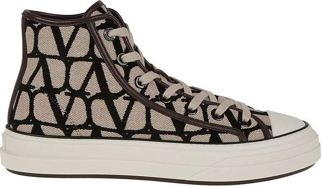 Valentino Toile Iconographe Flocked Lace-Up Sneakers