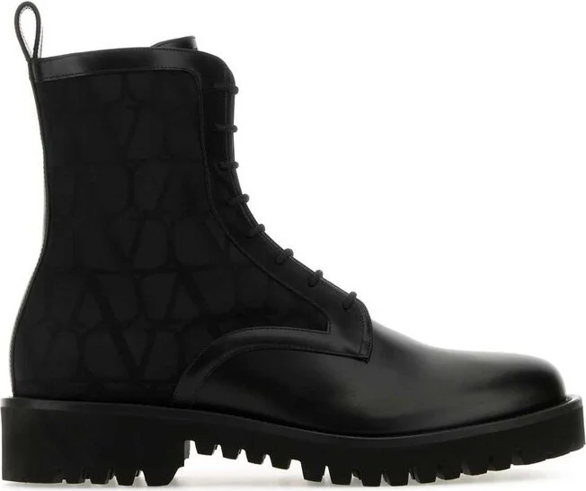 Valentino Toile Iconographe Round Toe Combat Boots