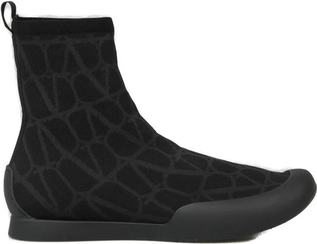 Valentino Toile Iconographe Round Toe Sock Boots