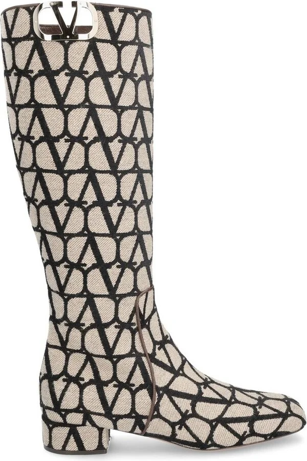 Valentino Toile Iconographe VLogo Type Square Toe Boots