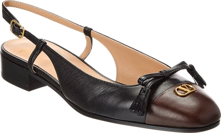 Valentino Valet Du Roi Leather Slingback Ballerina Flat