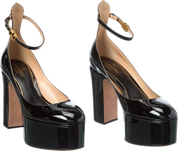 Valentino VLogo 120 Patent Ankle Strap Platform Pump (Authentic Pre-Loved)