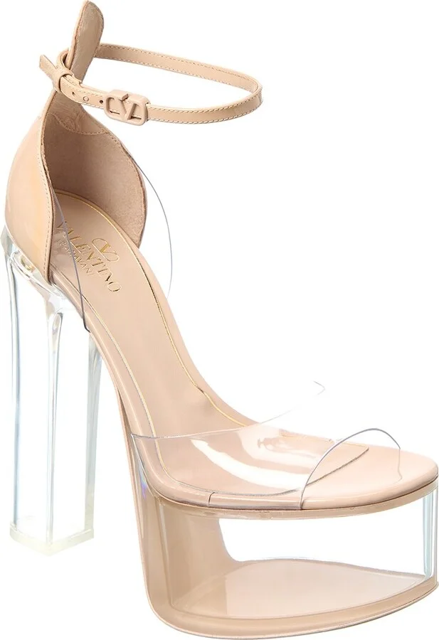 Valentino Vlogo 155 Patent & Vinyl Platform Sandal