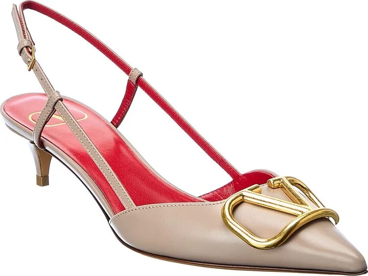 Valentino Vlogo 40 Leather Slingback Pump