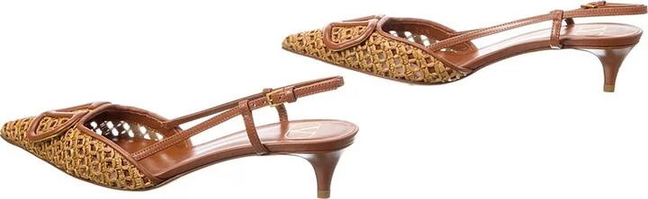 Valentino Vlogo 40 Straw & Leather Slingback Sandal (Authentic Pre-Loved) - Image 2