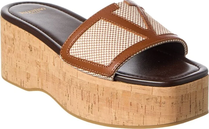 Valentino Vlogo 60 Canvas & Leather Platform Sandal
