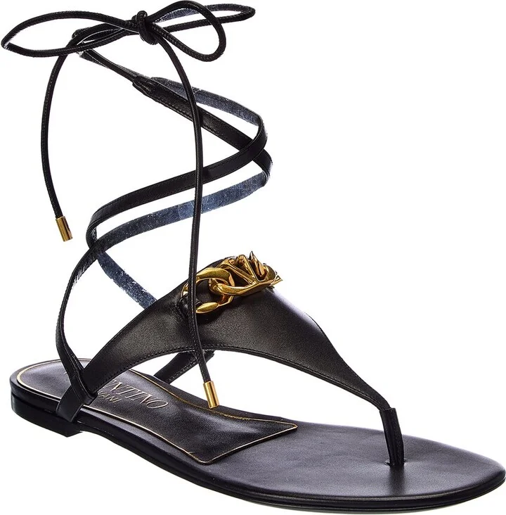 Valentino Vlogo Chain Leather Sandal