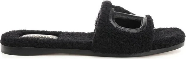 Valentino VLogo Cut-Out Square Open Toe Slides