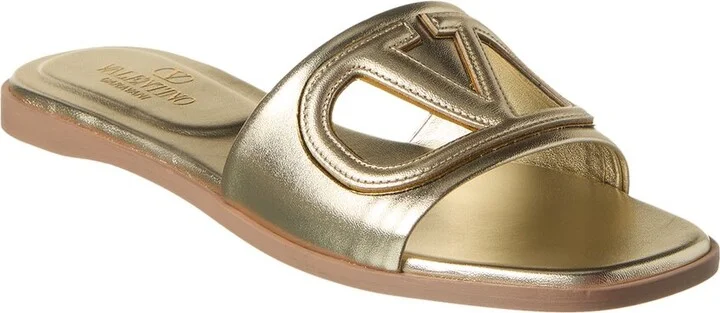 Valentino VLogo Cutout Leather Sandal