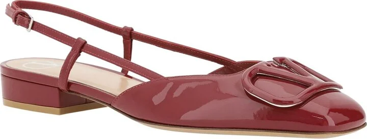 Valentino Vlogo Leather Ballerina Flat