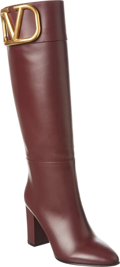Valentino Vlogo Leather Over-The-Knee Boot