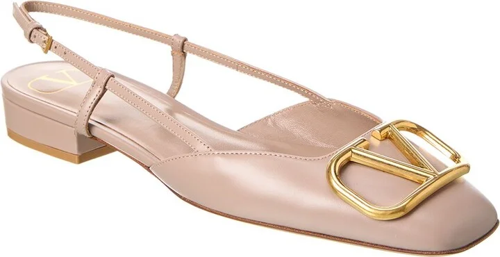 Valentino Vlogo Leather Slingback Flat