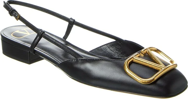 Valentino Vlogo Leather Slingback Flat
