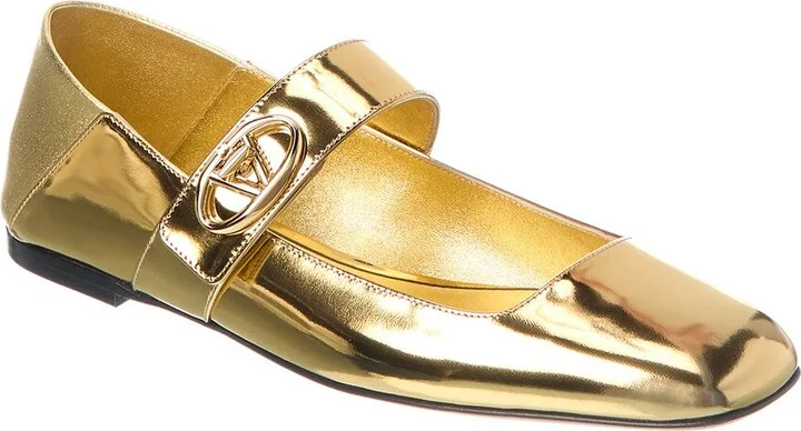 Valentino Vlogo Locker Mary Jane Leather Ballerina Flat