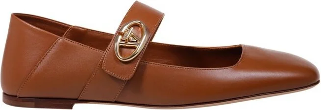 Valentino VLogo Locker Mary-Jane Square Toe Ballerina Shoes