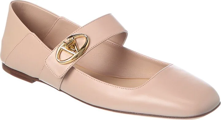 Valentino Vlogo Mary Jane Leather Ballerina Flat