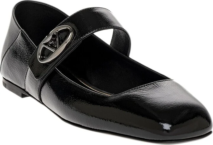 Valentino VLogo Mary Jane Leather Ballerina Flat