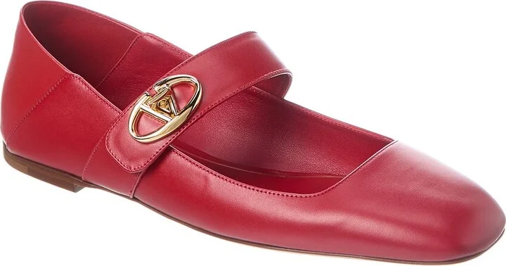 Valentino VLogo Mary Jane Leather Ballerina Flat