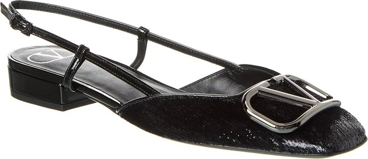Valentino VLogo Patent Slingback Flat