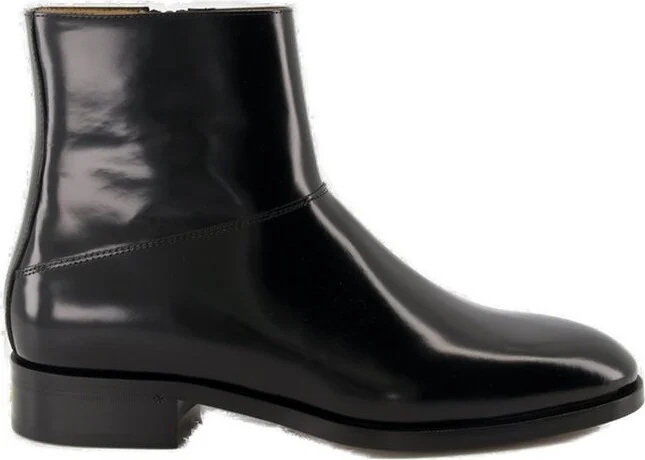Valentino VLogo Plaque Almond Toe Ankle Boots