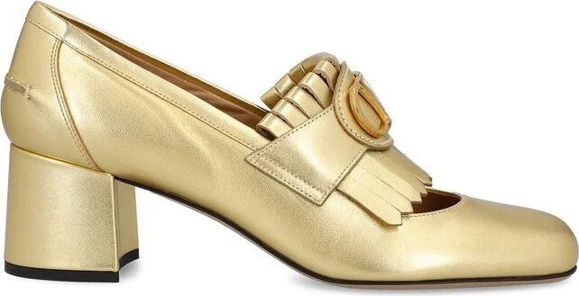 Valentino VLogo Plaque Fringed Pumps