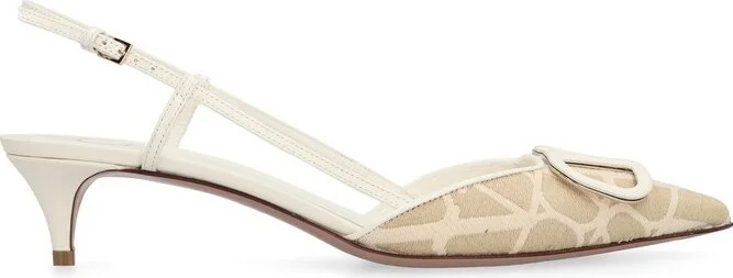 Valentino VLogo Plaque Slingback Pumps