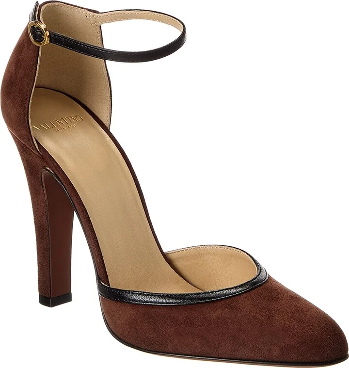 Valentino Vlogo Signature 105 Suede & Leather Pump
