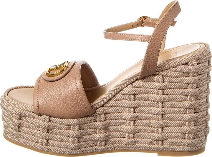 Valentino Vlogo Signature 120 Grainy Leather Wedge Sandal - Image 2