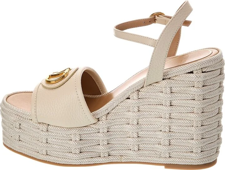 Valentino Vlogo Signature 120 Grainy Leather Wedge Sandal - Image 2