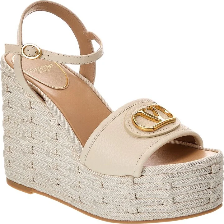 Valentino VLogo Signature 120 Grainy Leather Wedge Sandal