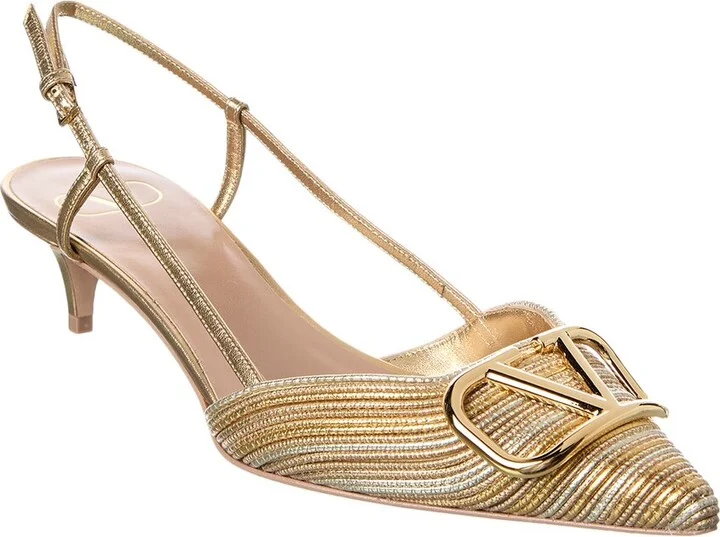 Valentino Vlogo Signature 40 Leather Slingback Pump