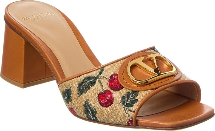 Valentino Vlogo Signature 60 Cherryfic Leather-Trim Sandal