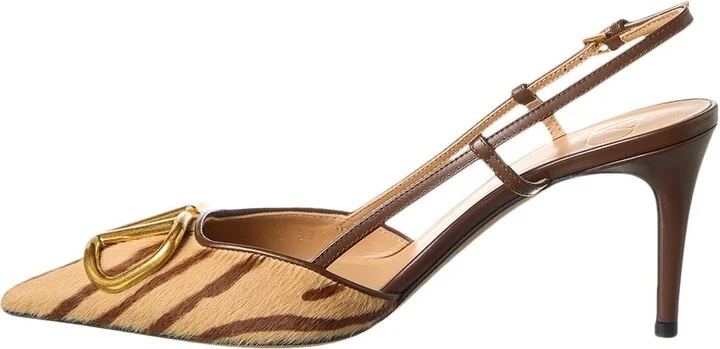 Valentino Vlogo Signature 80 Haircalf & Leather Slingback Pump - Image 2